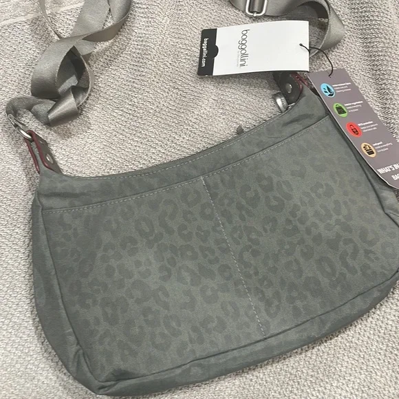 Baggallini. Brand new with tags. Grey with subtle cheetah print background. - Picture 4 of 12